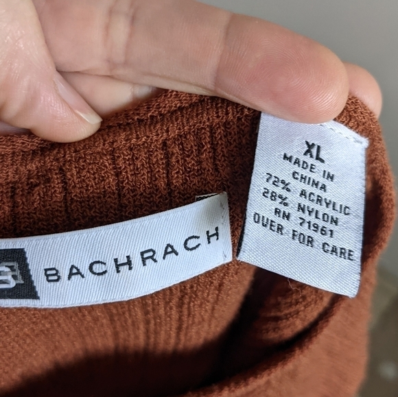 BACHRACH Burnt Orange V Neck Textured Unisex Sweater XL - Picture 3 of 12